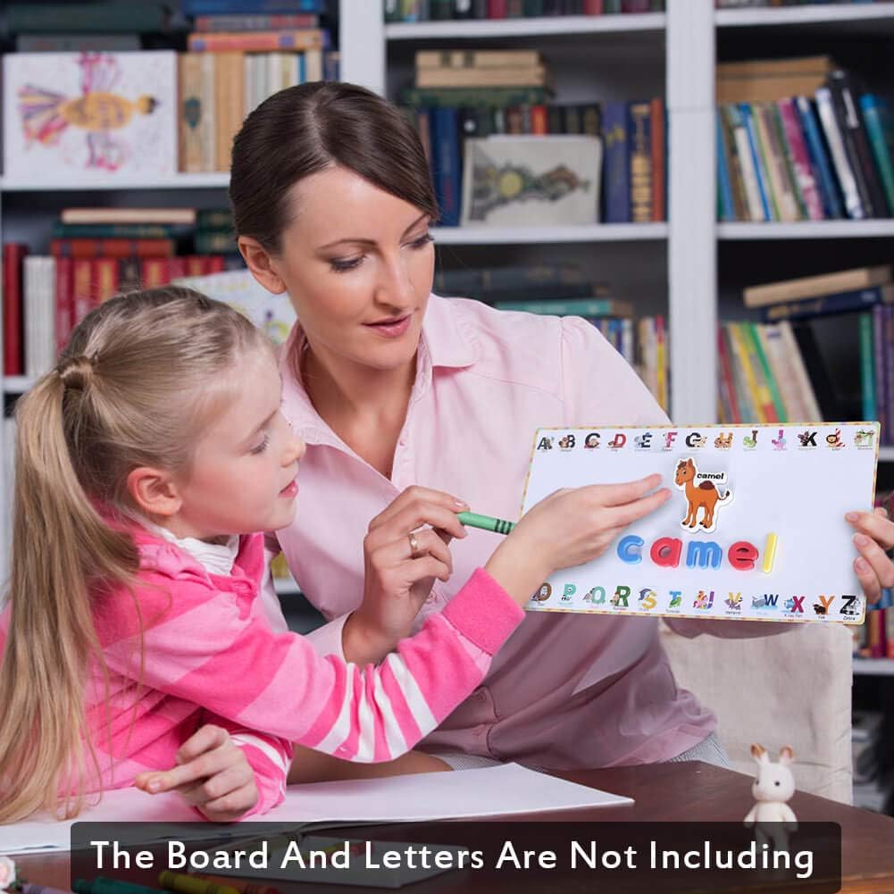 Animal Magnets Letters Refrigerator for Kids Toddlers, 32 Fridge Magnetic Animal Toys Set with Clear & Big Letters Educational Spelling Early Learning Tool
