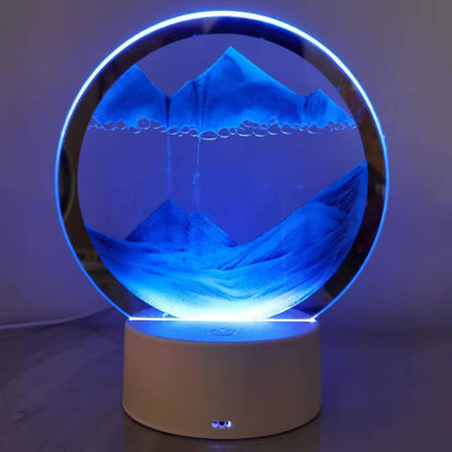 Moving Sand Art Picture Round Glass 3D Deep Sea Sandscape in Motion Display Flowing Sand Frame, Large Desktop Art Toys, Home & Office Desktop Decorations(Black, RC-Crotrol)