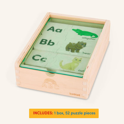 Battat – One – Match Puzzle – Alphabets Wooden Puzzle for Toddlers – Wooden Toys – Educational Toys – 3+ Years– Self Correcting Puzzles with Storage Box ABC