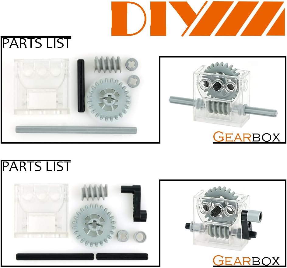 Technical-Pieces-Parts Set, Gears Wheels-and-Axle Pin Connector Pin Rack Steering Wheel Differential, MOC Building Blocks Compatible with Major Brands.