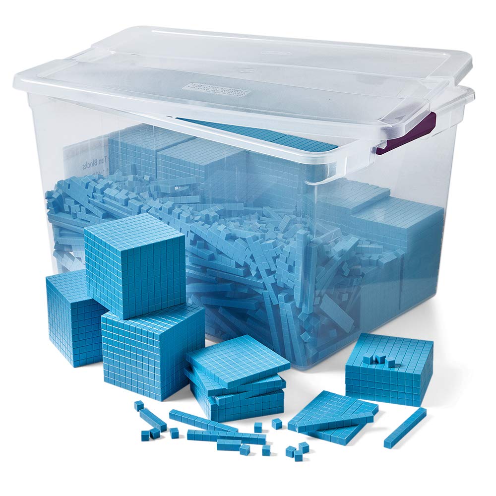 hand2mind Blue Plastic Base Ten Blocks Complete Set, Place Value Blocks, Counting Cubes for Kids Math, Base Ten Blocks Classroom Set, Math Blocks Kindergarten, Base 10 Math Manipulatives (Set of 644)