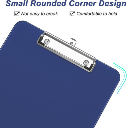Rimilak Plastic Clipboards with Low Profile Metal Clip, Translucent Board, 12.5 x 9 In Letter Size, Office Supply, Back to School, Pink