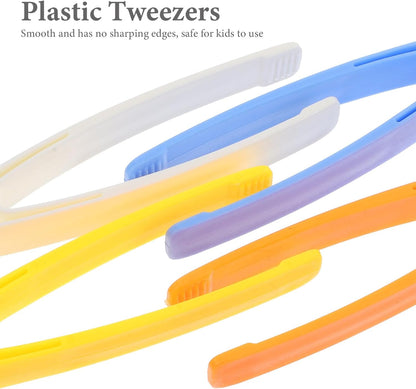 20PCS Toddler Plastic Tweezers Sensory Tongs Experiments Toy Tweezers Craft Non-slip Plastic Teaching DIY Craft Project Accessories Beading Kit