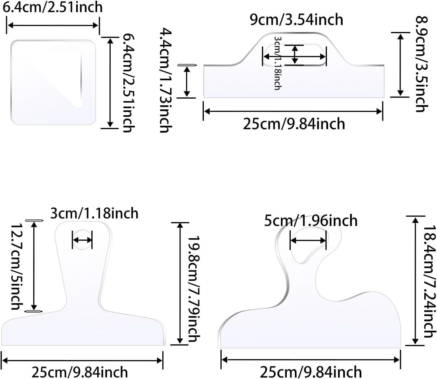 Router Templates, 4pcs Acrylic Charcuterie Board Handle Template, LYMOI Clear Cut Board Thick Handle Template, Angled Curvy Tracing Stencils Cut Guide Tools for Kitchen Woodworking. (Style 1)
