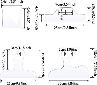 Router Templates, 4pcs Acrylic Charcuterie Board Handle Template, LYMOI Clear Cut Board Thick Handle Template, Angled Curvy Tracing Stencils Cut Guide Tools for Kitchen Woodworking. (Style 1)