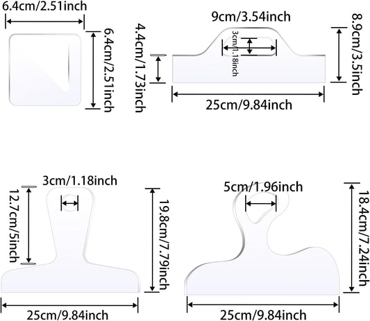 Router Templates, 4pcs Acrylic Charcuterie Board Handle Template, LYMOI Clear Cut Board Thick Handle Template, Angled Curvy Tracing Stencils Cut Guide Tools for Kitchen Woodworking. (Style 1)