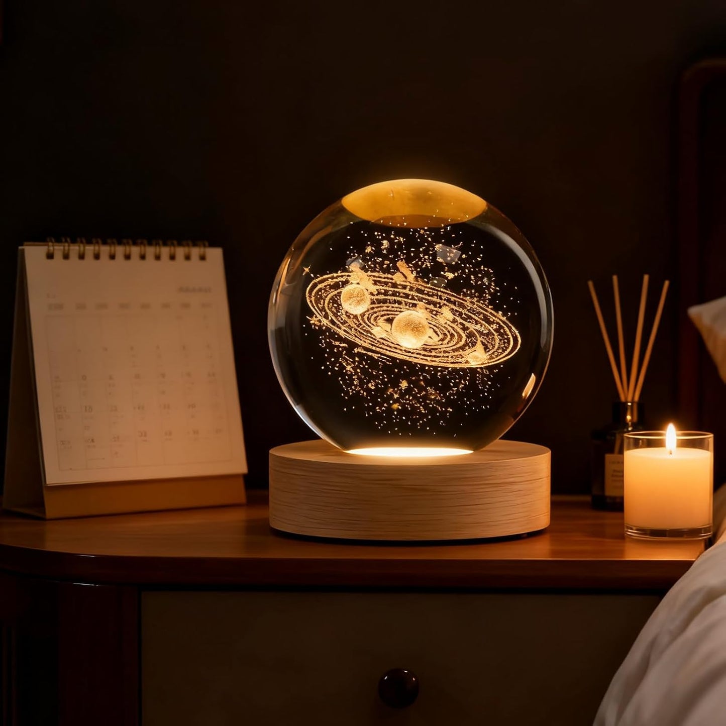 3D Solar System Crystal Ball, 2.4in Universe Gifts Decorative Quartz Glass Ball, Space Laser Engraved Model Astronomy Decor, Physics Display Sculpture Home Decor Crafts for Friends Mom Women Boys