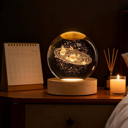 3D Solar System Crystal Ball, 2.4in Universe Gifts Decorative Quartz Glass Ball, Space Laser Engraved Model Astronomy Decor, Physics Display Sculpture Home Decor Crafts for Friends Mom Women Boys