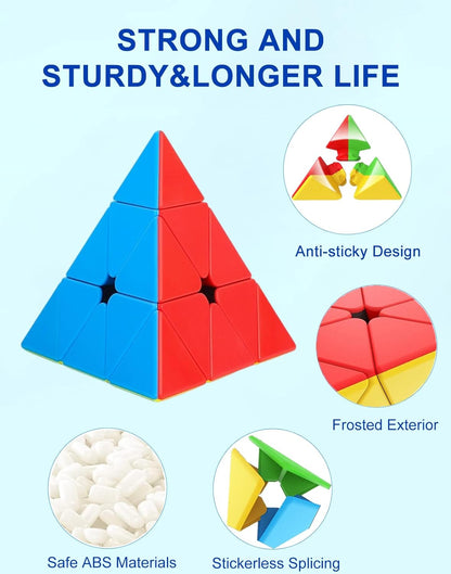 CFMOUR Speed Cube 3x3x3 - Moyu Meilong 3C, Stickerless Magic Cube 3x3, Fast Smooth Turning Vivid Colour 3D Puzzle Brain Toy Travel Games, Turns Quicker Than Original