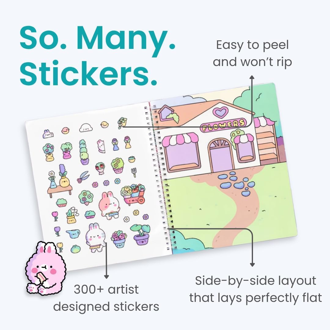 Animals Habitat 500+ Kids Sticker Book by Cupkin Toddler Airplane Travel Activity Coloring and Sticker Book, Road Trip Essentials, 12 Coloring Pages + 12 Scenes for Ages 2–8 Years - Colors A