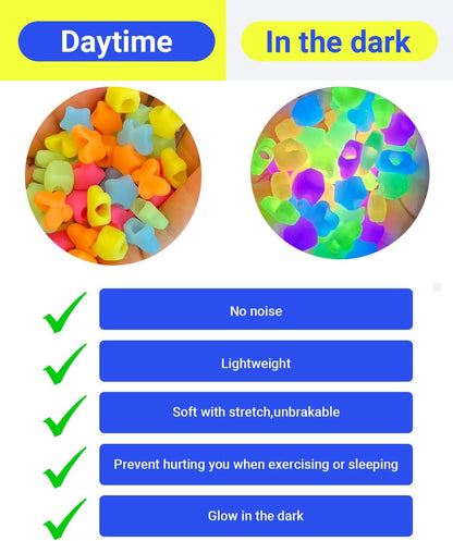 50Pcs Soft Small Silicone Beads for Hair,Hair Beads for Kids Girls Braids with 5mm Hole Glow in The Dark 5 Color(50)