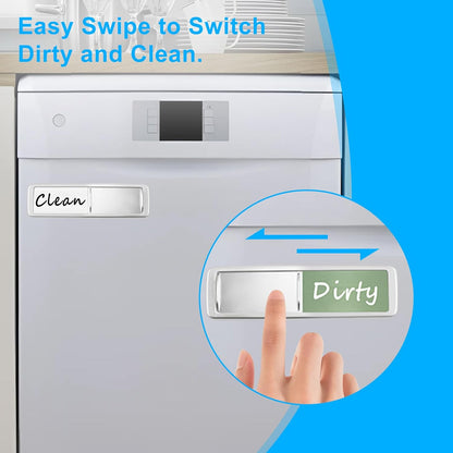 Dishwasher Magnet Clean Dirty Sign, Slide Strong Clean and Dirty Refrigerator Magnet Indicator for Dishwasher, Non-Scratch, Easy to Read, Self-Adhesive for Non-Magnetic Dishwasher（LightGray Brown）