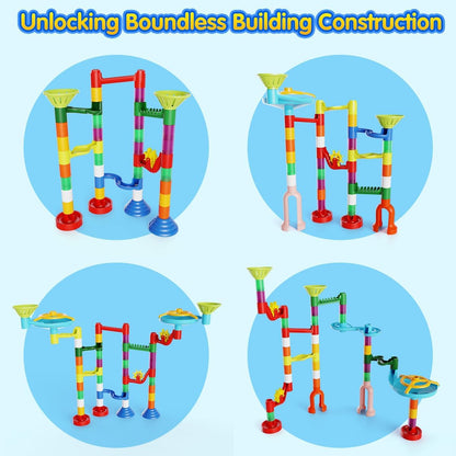 MaxTronic Marble Run Toy, 110pcs Marble Maze Kit STEM Educational Learning Toy for Kids, Mable Race Construction Railway Building Blocks with 60 Marbles Birthday Gift for Boys Girls 3-12 Years Old