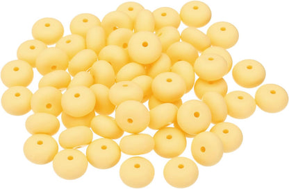 PATIKIL 14mm Silicone Beads, 60PCS Silicone Beads Bulk Abacus Spacer Beads Lentil Focal Cute for Pens Keychain Bracelets Necklace, Black