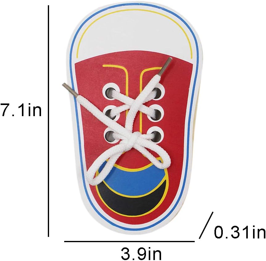 RARITYUS Shoes Shape Threads Lacing Board Ropes Puzzle & Dementia Products, Weaving Wooden Board & Cognitive Motor Skills for Adults & Seniors