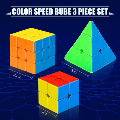 STEAM Life Speed Cube Set, Speed Cube Set of 2x2 3x3 4x4 Megaminx and Pyramid Cube Smoothly Stickerless Magic Cubes Collection for Kids & Adults