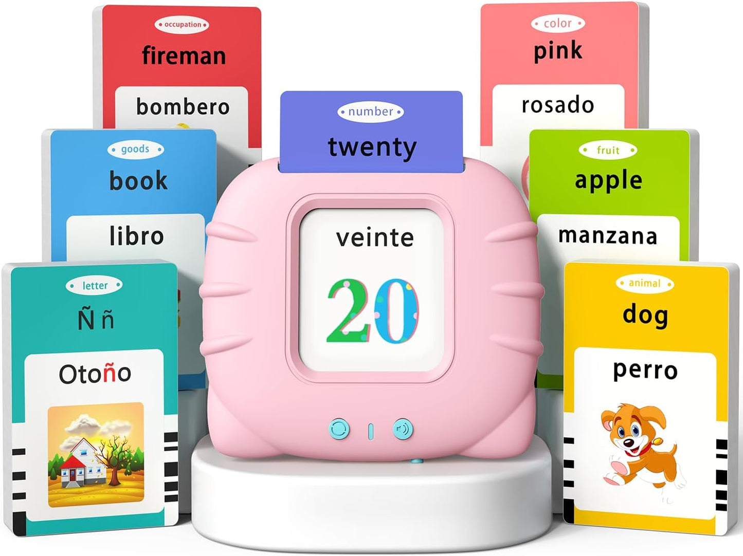 Kidzdo Educational Learning Toys for Toddlers, 540 Sight Words Talking Flash Cards with Music, Montessori Pocket Speech Therapy Toys, Teaching/Birthday Gifts for Ages 2 3 4 5 Years Old Girls (Pink)