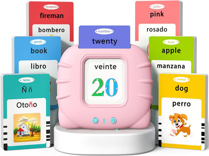 Kidzdo Educational Learning Toys for Toddlers, 540 Sight Words Talking Flash Cards with Music, Montessori Pocket Speech Therapy Toys, Teaching/Birthday Gifts for Ages 2 3 4 5 Years Old Girls (Pink)
