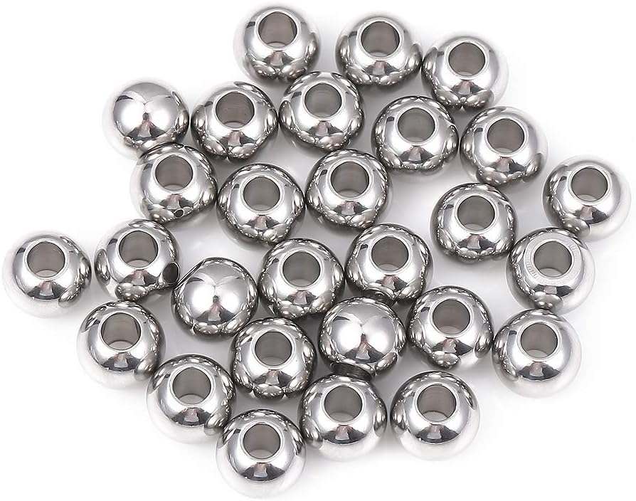 BEADIA Stainless Steel Spacer Beads 3x2.5mm Round Loose Charm Caps Beads for DIY Jewelry Making 100pcs with 1mm Hole