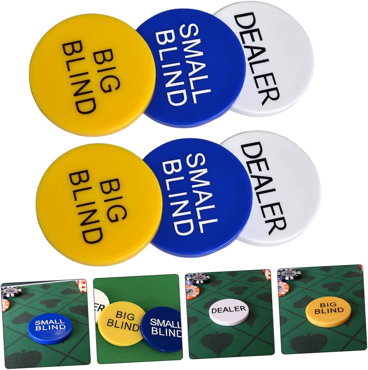 SAFIGLE 4 Sets Big and Small Blind Banker Code Texas Holdem Game Chips Bingo Game Tokens Bingo Game Supplies