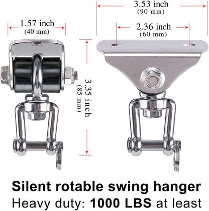 SELEWARE Anti-Squeaking Swing Hanger Stainless Steel Swing Set Hook Ceiling Mount Bracket for Hammock Chair Toddler Swing Yoga Swing Punching Bag 2 Packs
