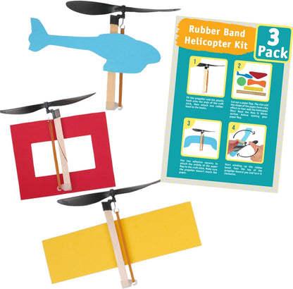 Rubber Band Helicopter Kit – 10-Pack - DIY STEM Craft Project for Kids - Build Your Own Rubberband Flying Toy
