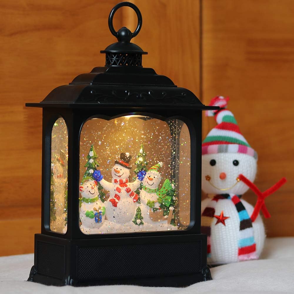 Eldnacele Musical Snow Globe Lantern with Timer, Lighted USB/Battery Operated Swirling Singing Water Glittering Lantern, Snow Globes for Adults and Kids Christmas Decoration- Santa