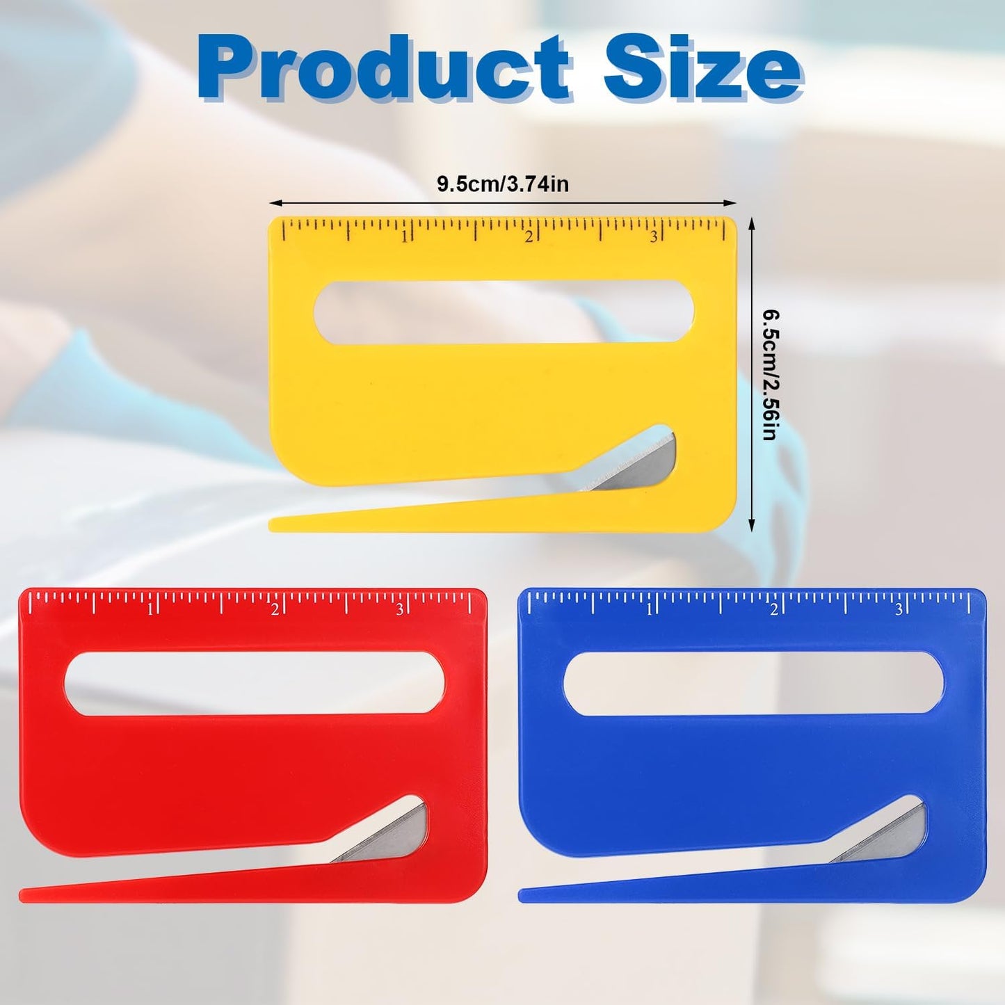 Lyreh 3pcs Magnetic Letter Openers, 3 Colors Envelope Opener Slitter Mail Cutter Tool with Scale and Magnifier with Transparent Storage Case for Women Package Home Office Supplies(Red, Yellow, Blue)