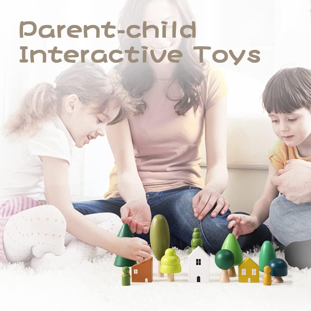 Promise Babe Wooden Baby Toys Balance Counting Toys Math Games Unfinished Wooden Peg Dolls Preschool Learning Educational Montessori Toys for Kids Toddlers