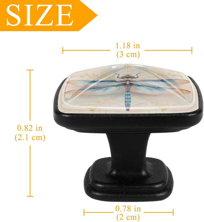 4 Pack Cabinet Knobs Drawer Pulls, 30mm Round ABS Glass Drawer Hardware Growing Purple Butterflies Cabinet Handles with Screws for Dressers Kitchens Cupboard