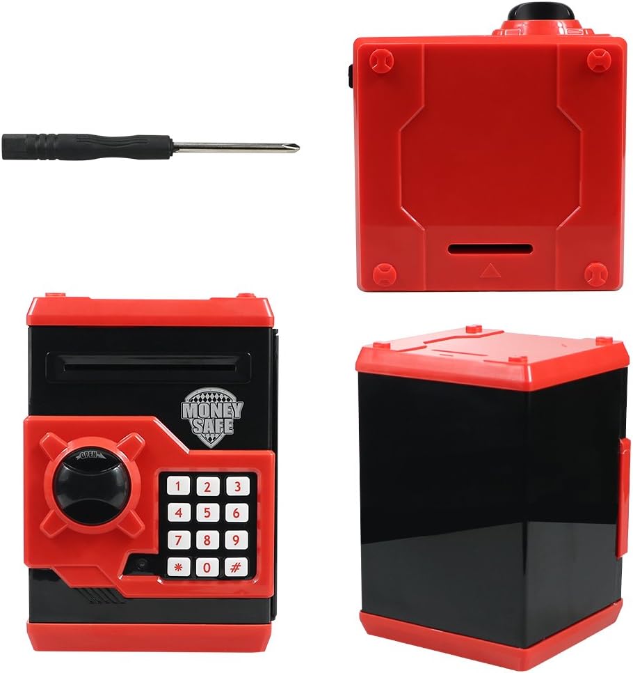 HUSAN Piggy Banks Money Banks for Kids, Electronic Password Code Money Banks ATM Banks Box Coin Bank for Children Boys and Girls (Grey Bue)
