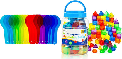 18 Pcs Color Paddles - 60 Pieces 3D Shapes for Teaching - Engaging Color Mixing Toy for Kids