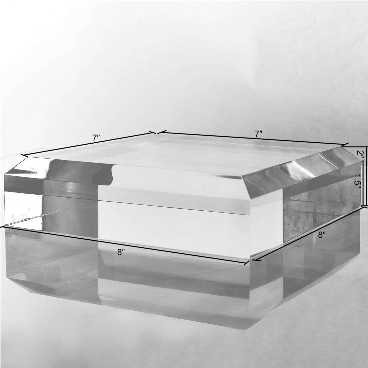 CiaoHER 2in Thickness Beveled Solid Acrylic Display Block Clear Polished Pedestal Stand Riser Solid Base (10x10)
