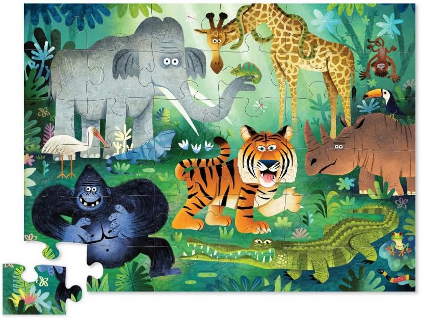 Crocodile Creek 36-Piece Jigsaw Floor Puzzle - Shark Reef - for Kids Ages 3-5 - Heavy-Duty Shaped Box for Storage - 24" W x 18" H Finished