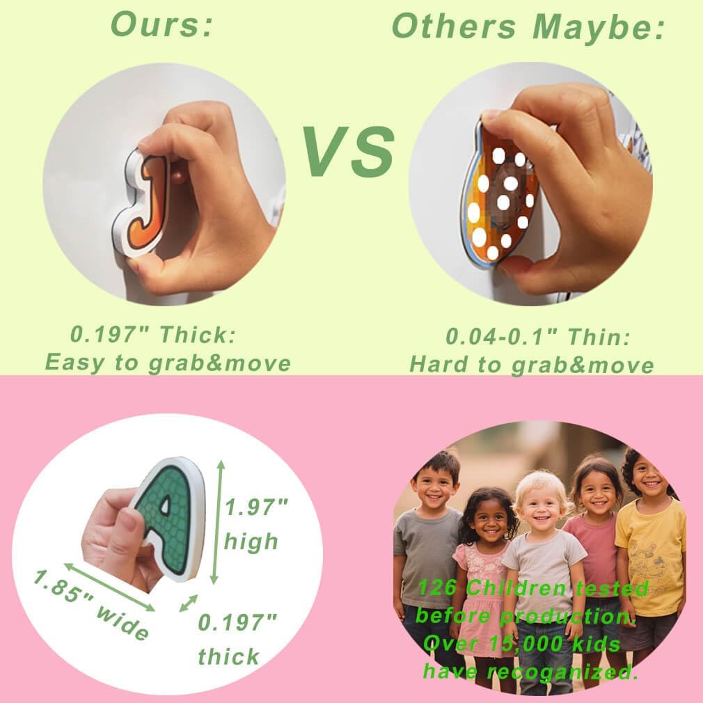 Animal Magnets Letters Refrigerator for Kids Toddlers, 32 Fridge Magnetic Animal Toys Set with Clear & Big Letters Educational Spelling Early Learning Tool
