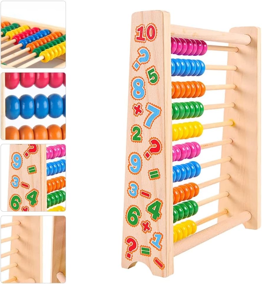Tvoip Wooden Abacus for Kids Math with 100 Beads and 100 Counting Sticks Educational Math Games Preschool Learning Toys Learning Number Abacus for Toddler, Mathematics Toy Beads Game