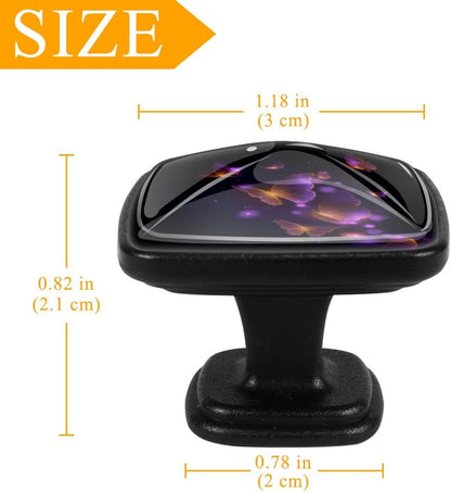 4 Pack Cabinet Knobs Drawer Pulls, 30mm Round ABS Glass Drawer Hardware Growing Purple Butterflies Cabinet Handles with Screws for Dressers Kitchens Cupboard