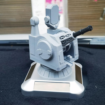 3D-Printed Solar-Powered Military Model Rotating Ornament, Great Decorative Artwork Model Gift for Home,Gift Ideal for Military Enthusiasts (Circular Radar Close-in Weapon System)
