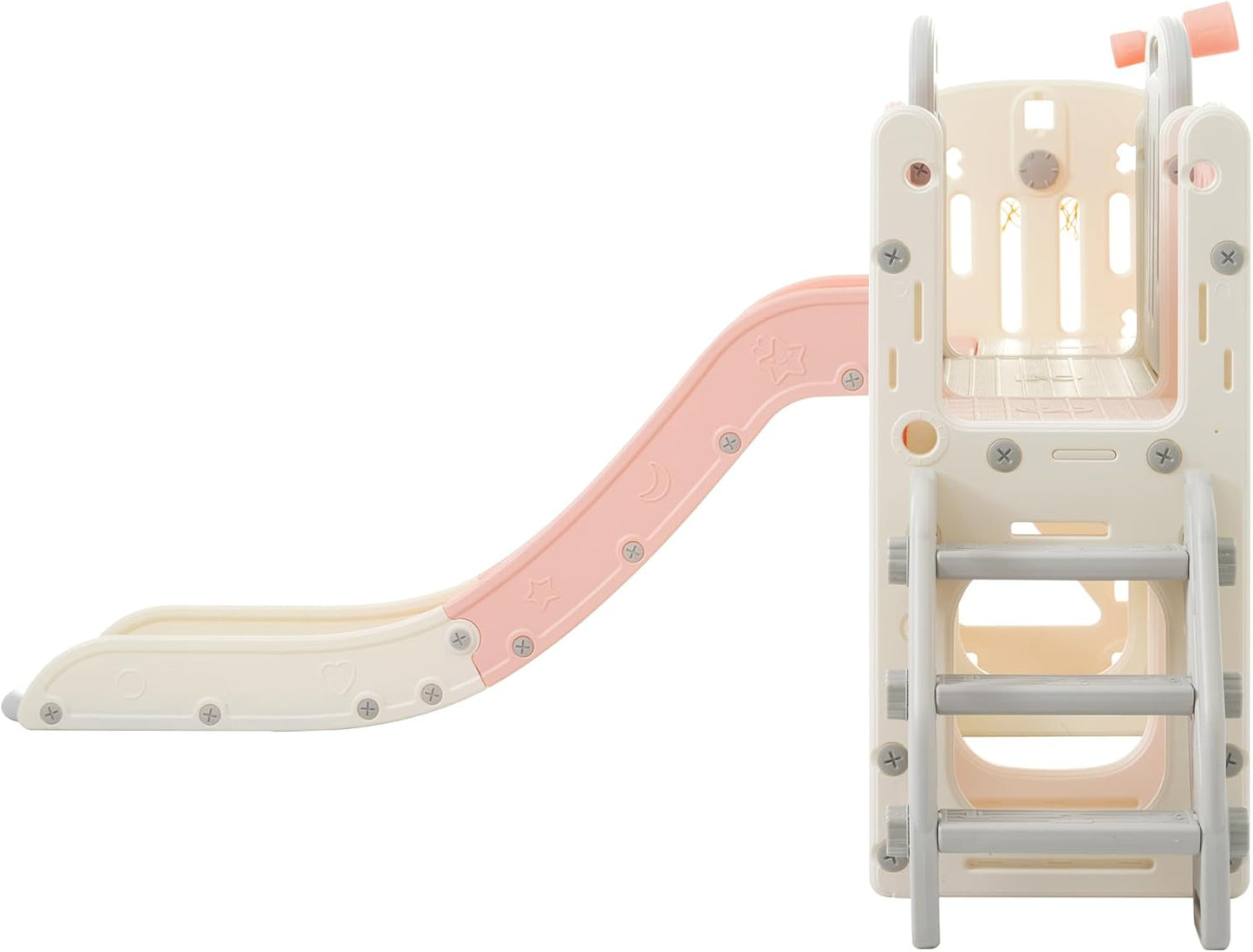 11in 1 Toddler Slide, Kid Slide for Toddlers Age 1-3 with Telescope, Basketball Hoop, and Telescope, Indoor Outdoor Playset Playground Blue Grey