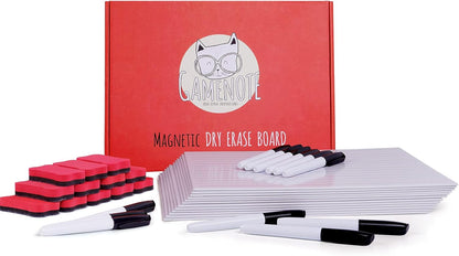 GAMENOTE 6 Pack Magnetic Dry Erase Lap Boards for Kids, 9x12 Double-Sided Lined and Blank Whiteboards with Markers & Erasers, Small Classroom and Homeschool Writing Board