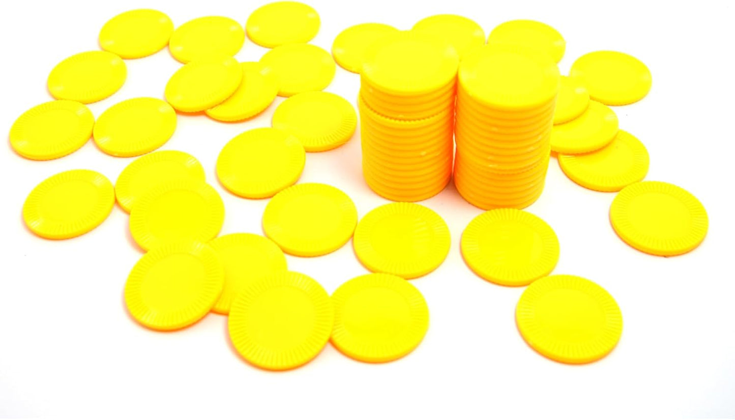 Smartdealspro 64pcs 32mm/1.26 Inch Opaque Plastic Learning Counters Disks Mini Poker Chips Game Tokens with Storage Box (Red)