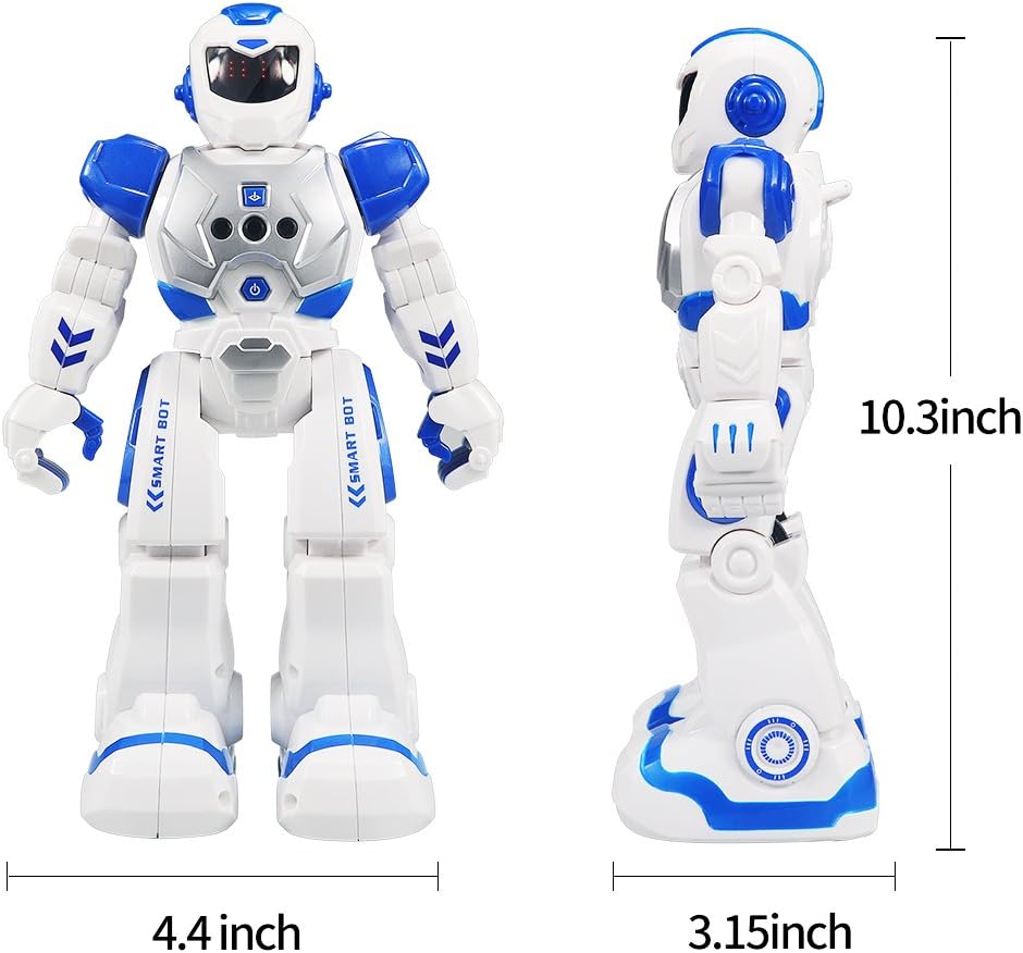 Remote Control Robot For Kids, Intelligent Programmable Robot With Infrared Controller Toys, Dancing, Singing, Moonwalking and LED Eyes, Gesture Sensing Robot Kit For Childrens Entertainment (Blue)