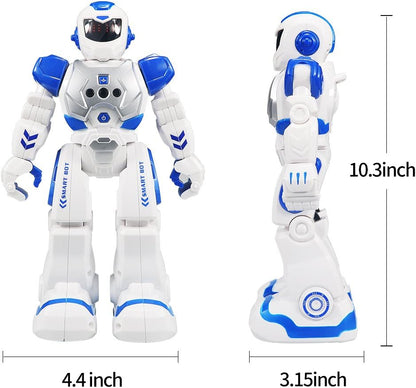 Remote Control Robot For Kids, Intelligent Programmable Robot With Infrared Controller Toys, Dancing, Singing, Moonwalking and LED Eyes, Gesture Sensing Robot Kit For Childrens Entertainment (Blue)