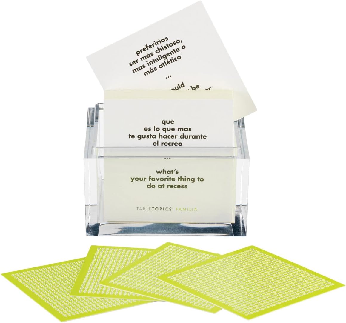 TableTopics Familia En Espanol Question Card Game - 135 Spanish/English Conversation Starter Cards, Game to Learn & Practice Spanish, Play with Friends & Family, Bilingual