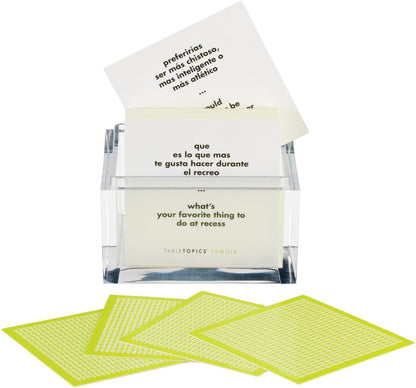 TableTopics Familia En Espanol Question Card Game - 135 Spanish/English Conversation Starter Cards, Game to Learn & Practice Spanish, Play with Friends & Family, Bilingual