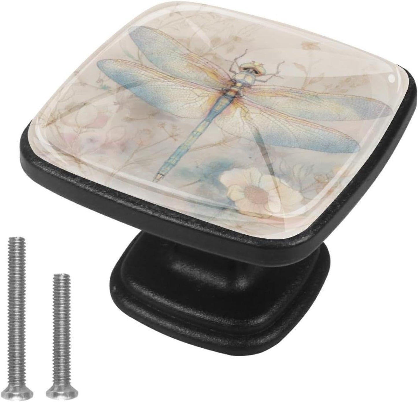 4 Pack Cabinet Knobs Drawer Pulls, 30mm Round ABS Glass Drawer Hardware Growing Purple Butterflies Cabinet Handles with Screws for Dressers Kitchens Cupboard