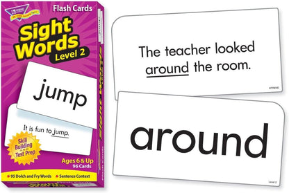 Trend Enterprises: Sight Words Level 2 Skill Drill Flash Cards, Dolch and Fry Words, Sentence Context, Great for Skill Building and Test Prep, 96 Cards Included, for Ages 6 and Up