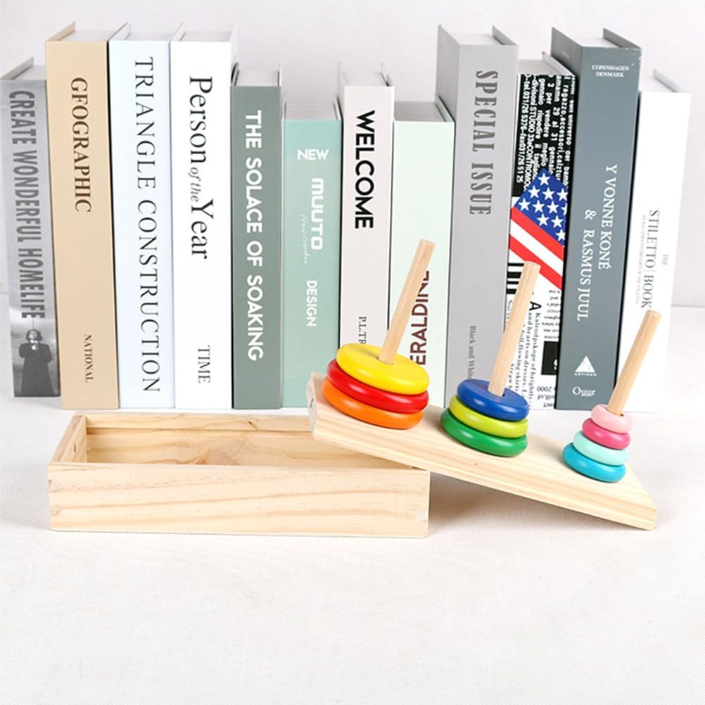 Montessori 10-Layer Rainbow Tower, Wooden Stacking Rings Toy for Toddlers