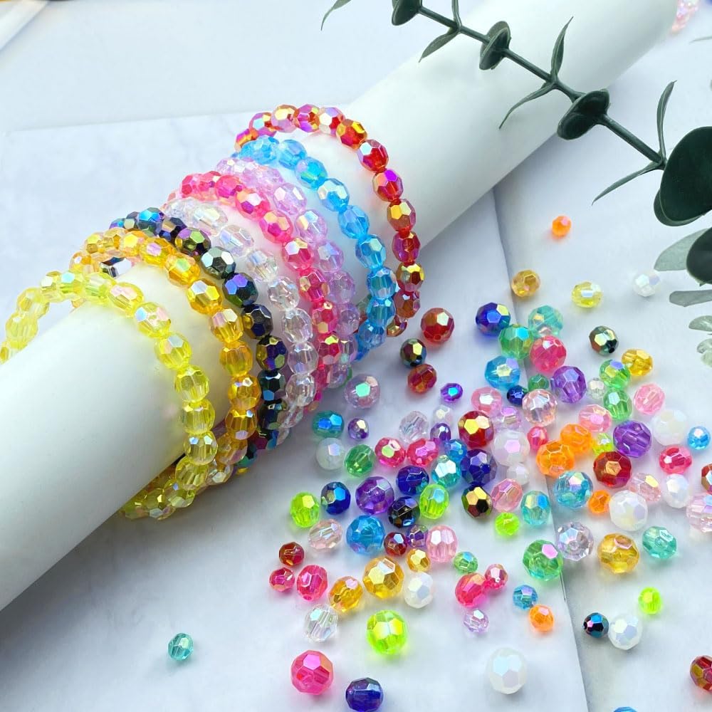 200 PCS 10mm Acrylic Faceted Spacer Beads AB Color Glossy Round Loose Beads for Jewelry Making Bracelet Necklace Earring Ornament Wind Chimes Key Chains(Deep Purple AB)