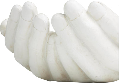 Deco 79 Polystone Hands Decorative Sculpture Weathered Patina Linked Home Decor Statue with Block Base and Gold Accents, Accent Figurine 9" x 4" x 10", Black